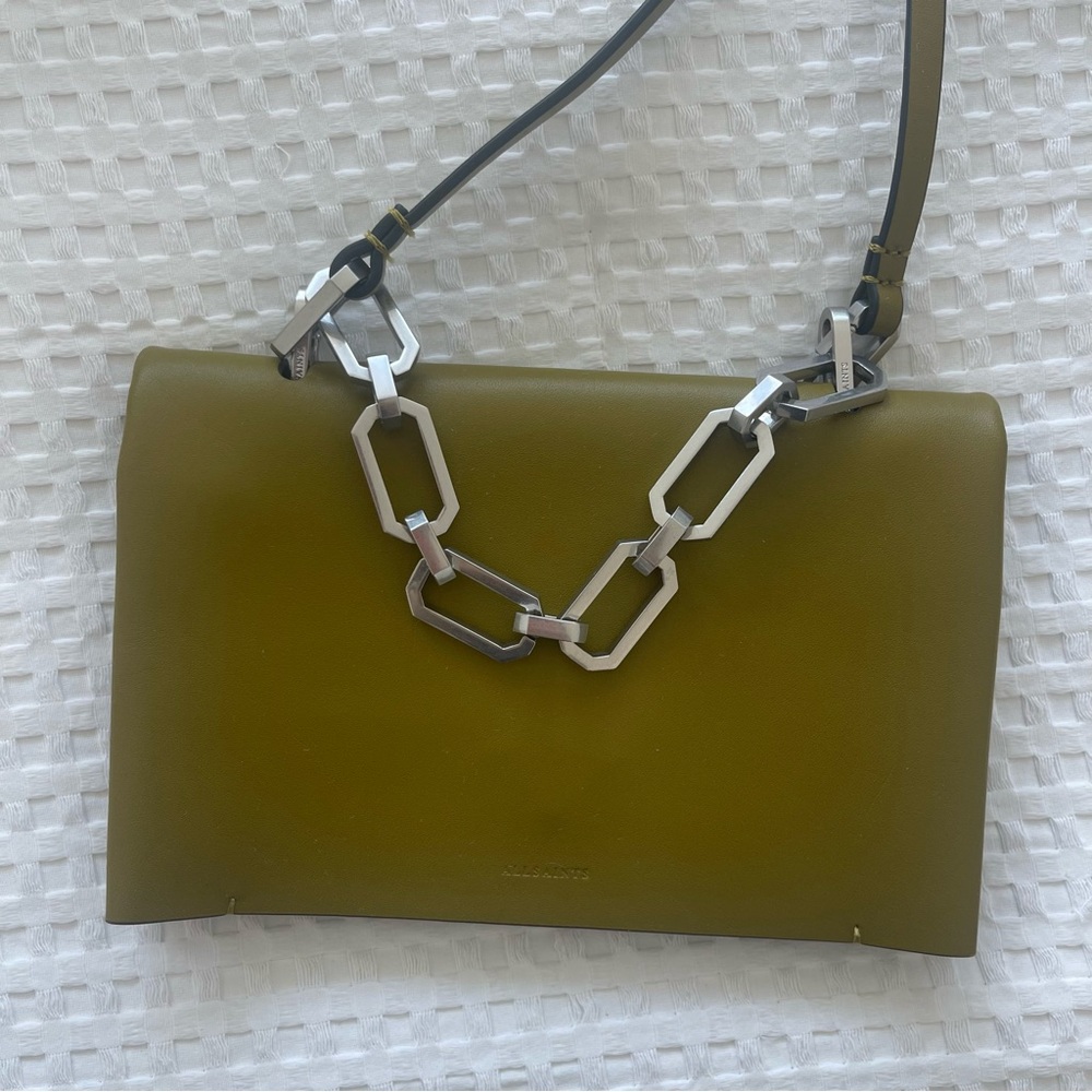 All Saints Yua Leather Removable Chain Clutch Bag - Picture 4 of 15